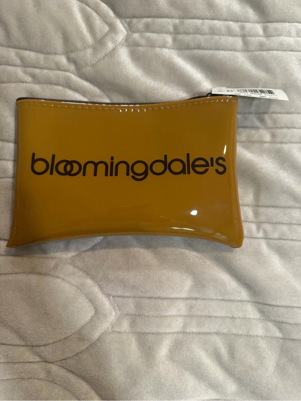 Bloomingdale's Glossy brown Vinyl Cosmetic Pouch